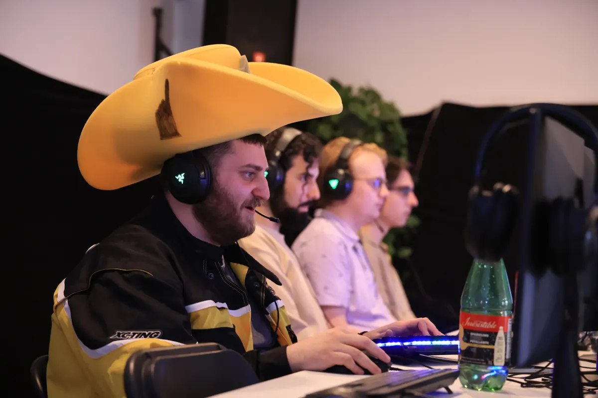 Players using sponsor gaming gear at a Gruber Esports event