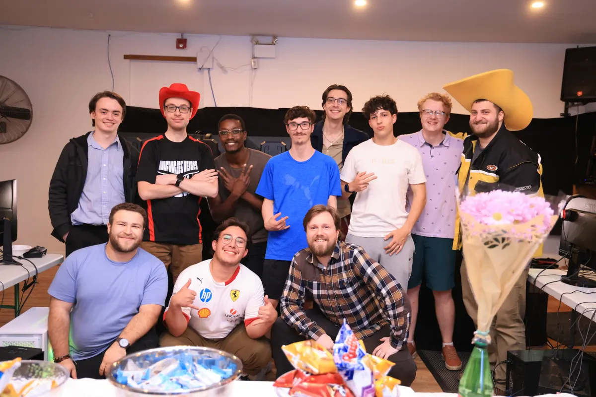Group photo of players at a Gruber Esports community event