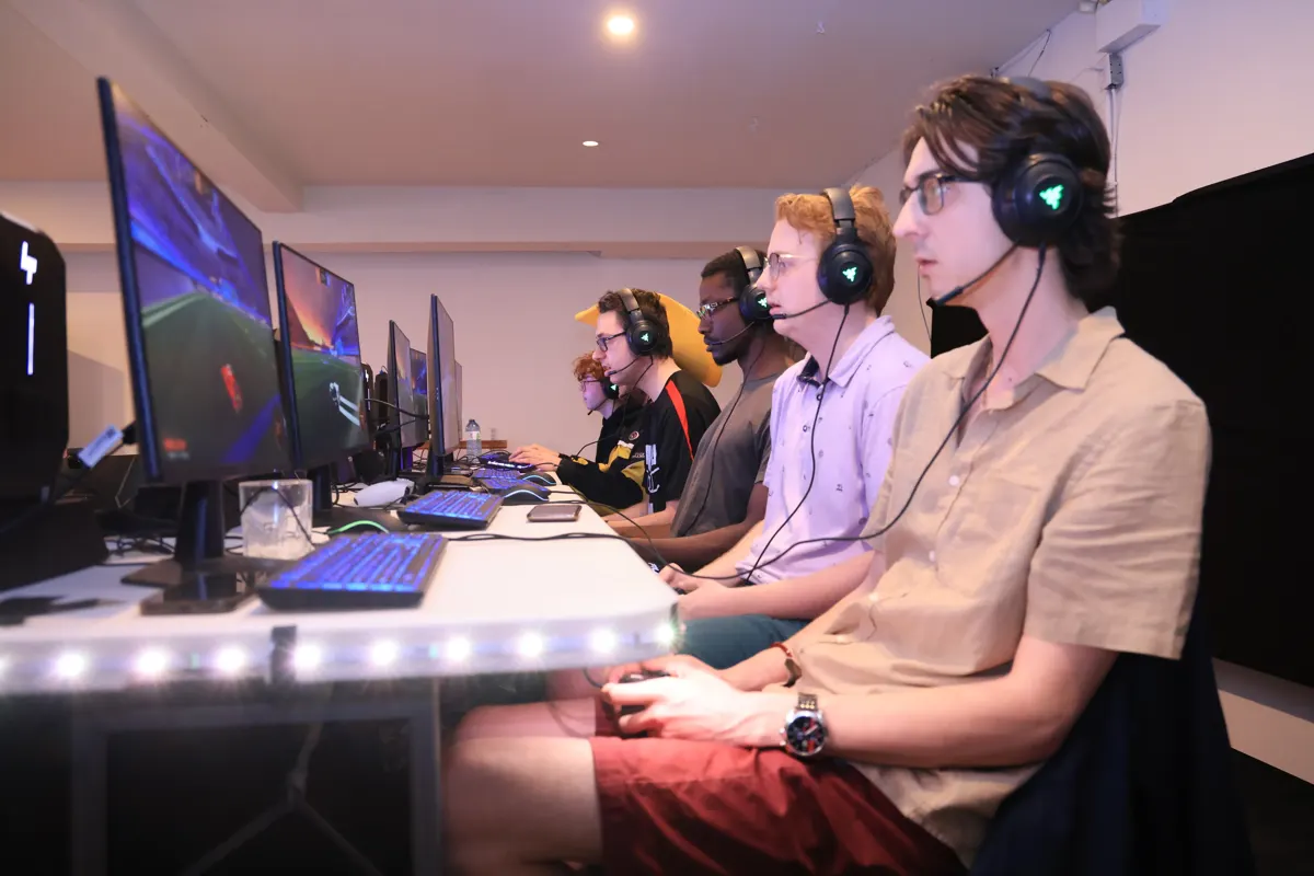 Players competing side by side at a Gruber Esports tournament